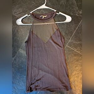 Hugh neck mesh tank top